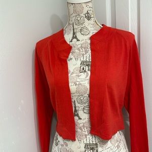 Nougat of London, pink/red cotton, cashmere mix, shrug cardigan